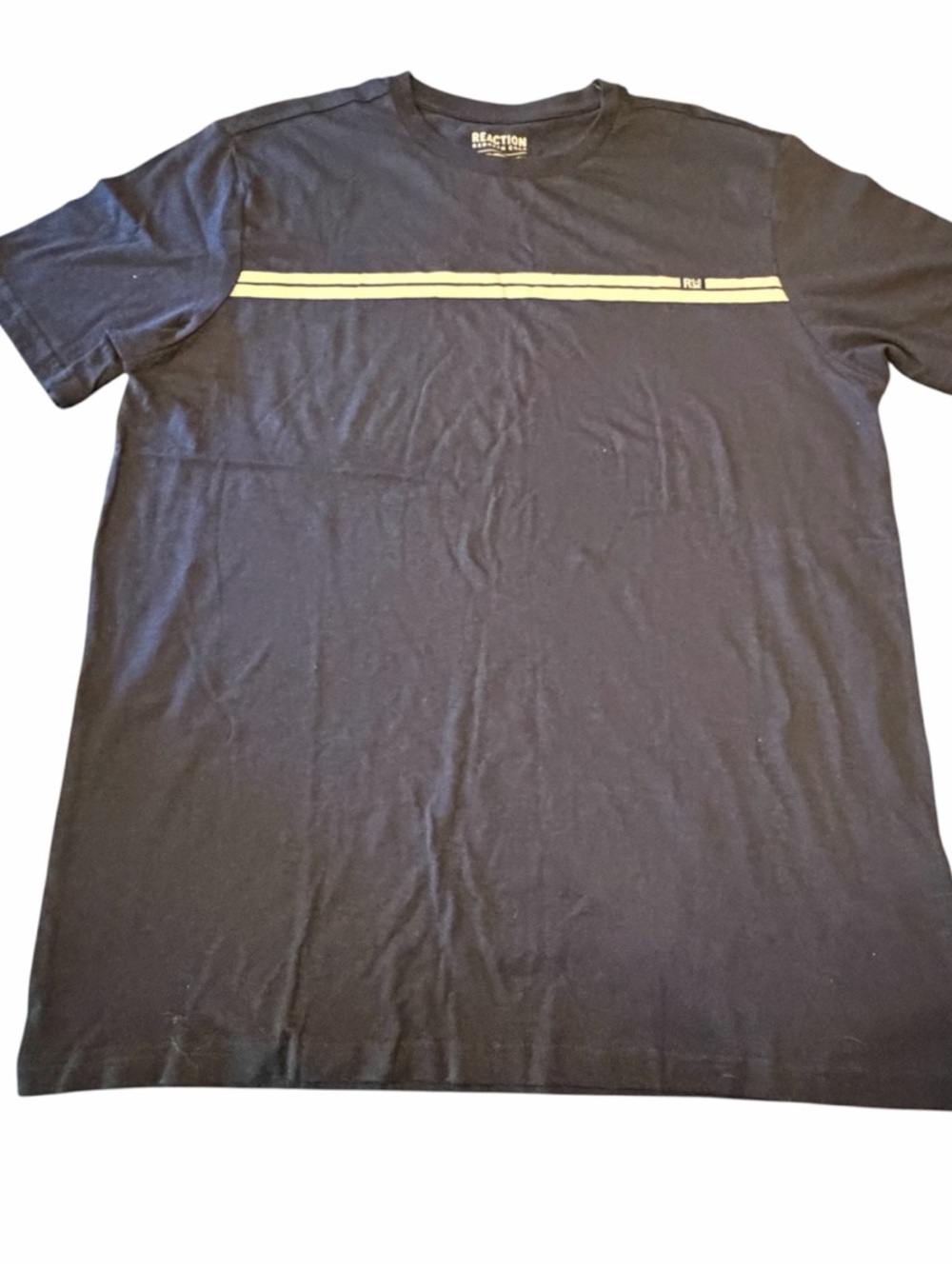 Reaction Kenneth Cole Navy  T‑Shirt with  Stripe casual short sleeve crew neck